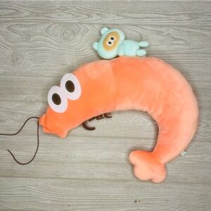 Shrimp plush with teddy bear riding it unique weird kids toy stuffed animal